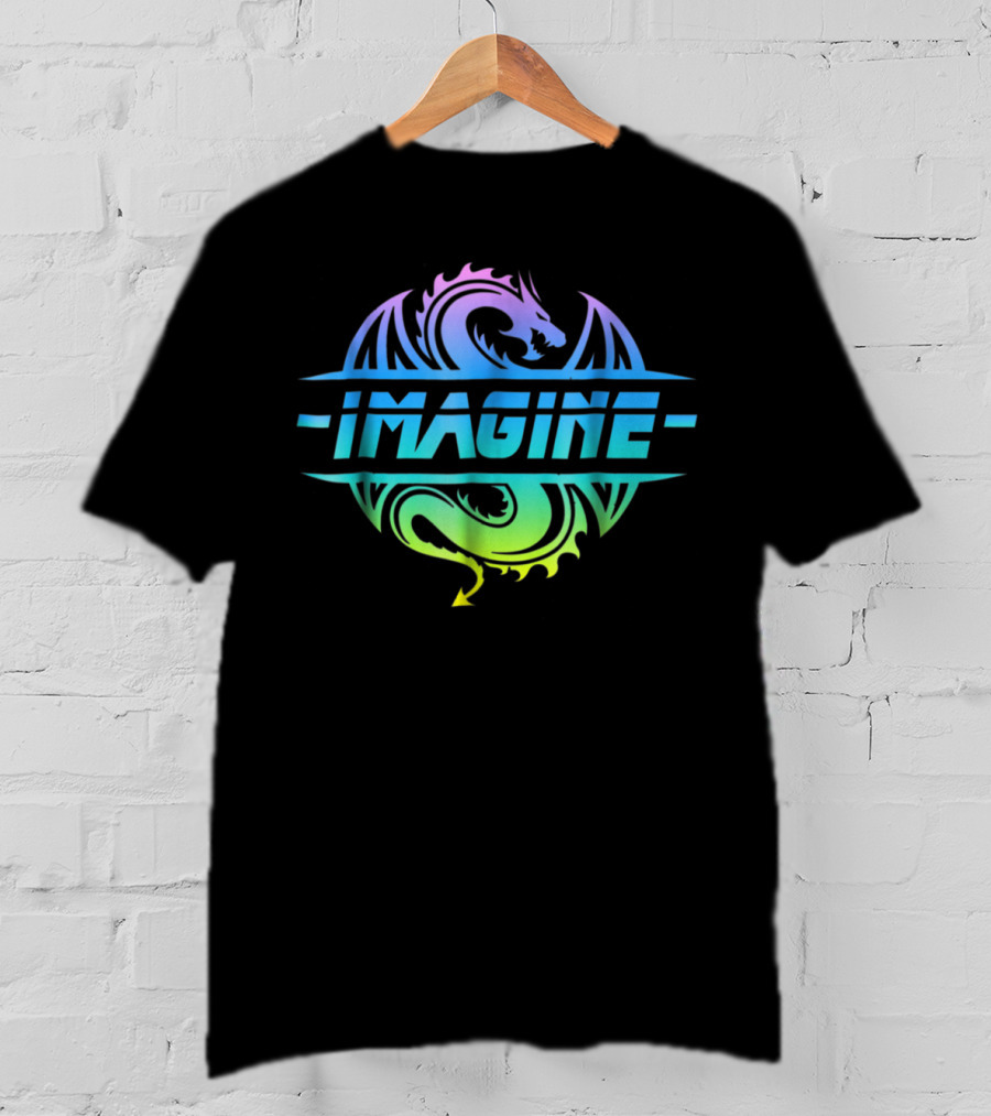 IMAGINE Colorful Fantasy Dragon Tattoo T-Shirt