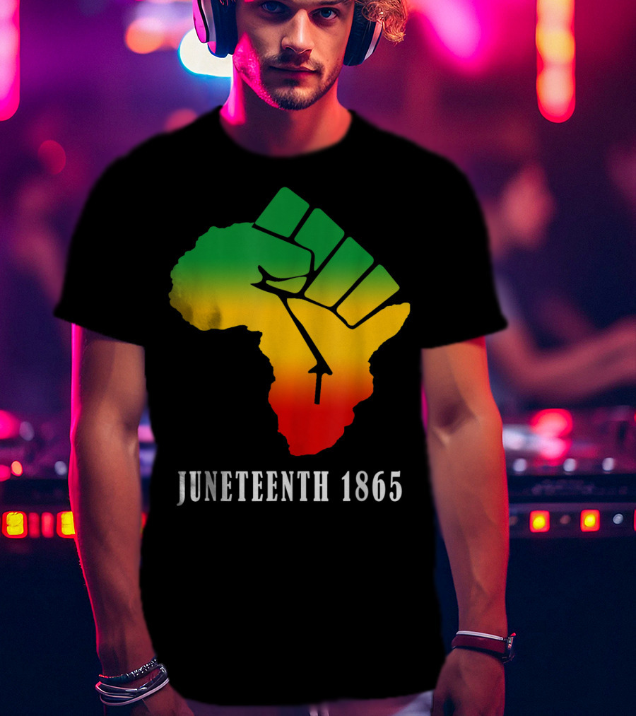 Juneteenth 1865 Ancestors Black African Map American Fist T-Shirt