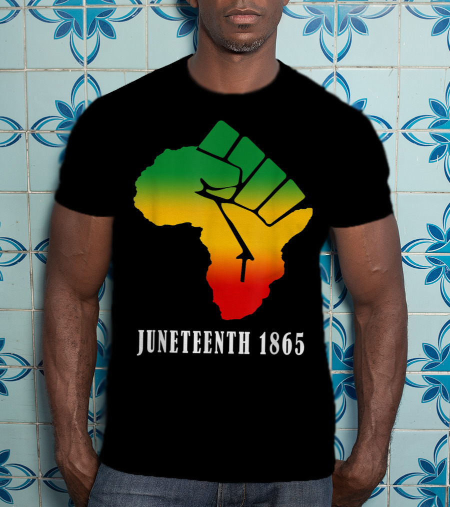 Juneteenth 1865 Ancestors Black African Map American Fist T-Shirt