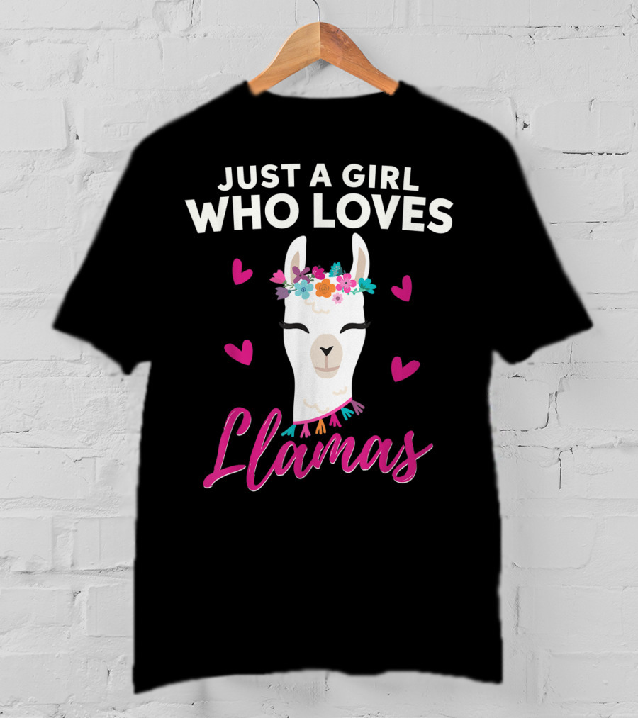 Just A Girl Who Loves Llamas With Heart Love Motif T-Shirt