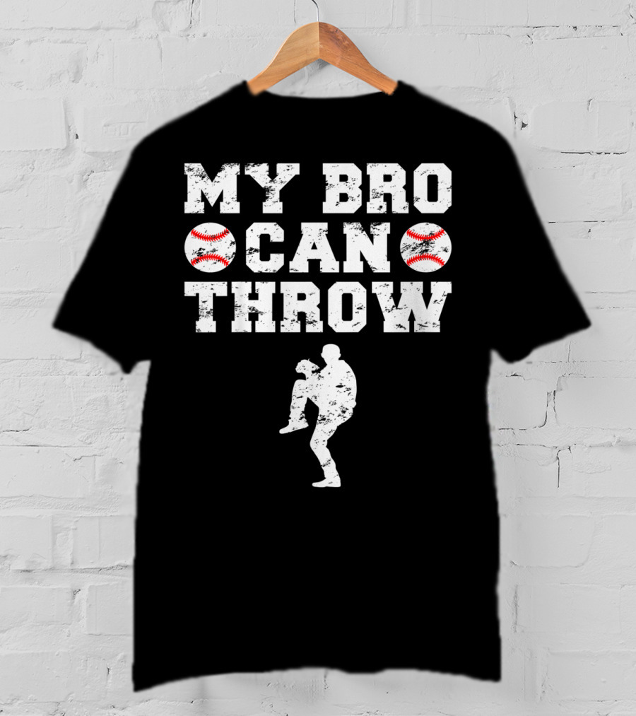 My Bro Can Throw Baseball Cute Funny Cool Brother Sister Kids T-Shirt
