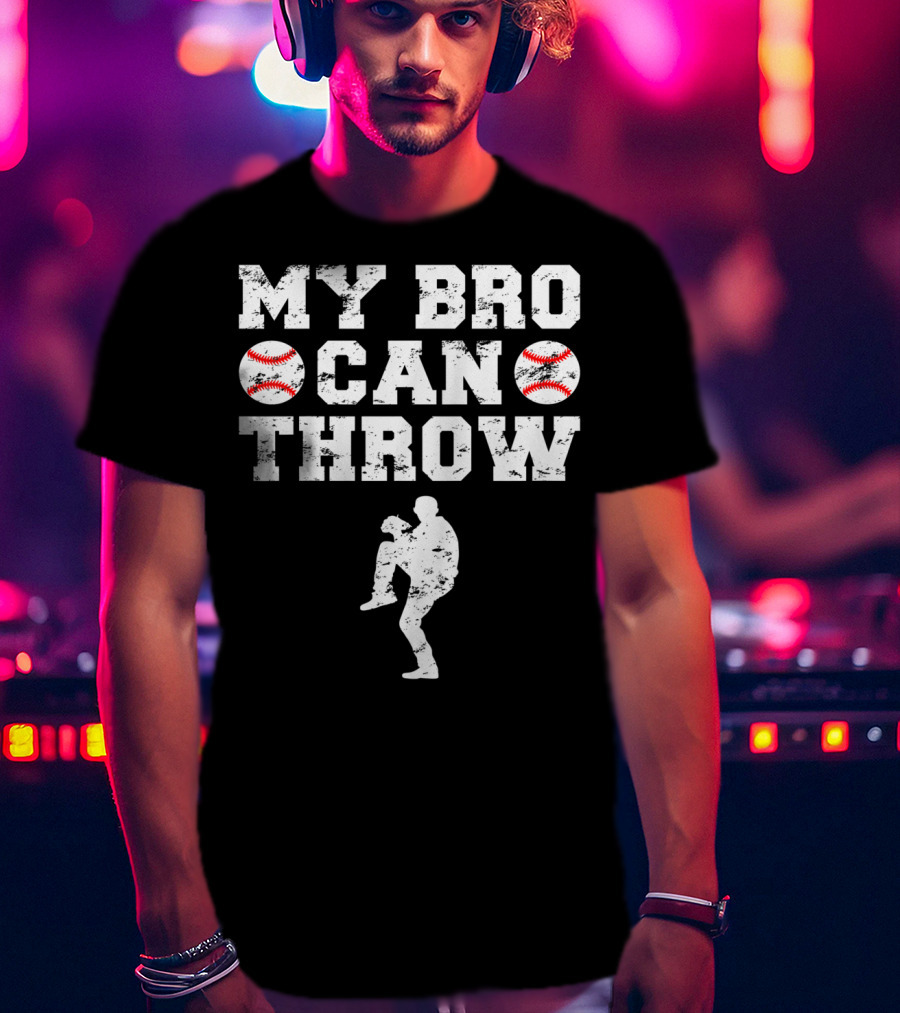 My Bro Can Throw Baseball Cute Funny Cool Brother Sister Kids T-Shirt