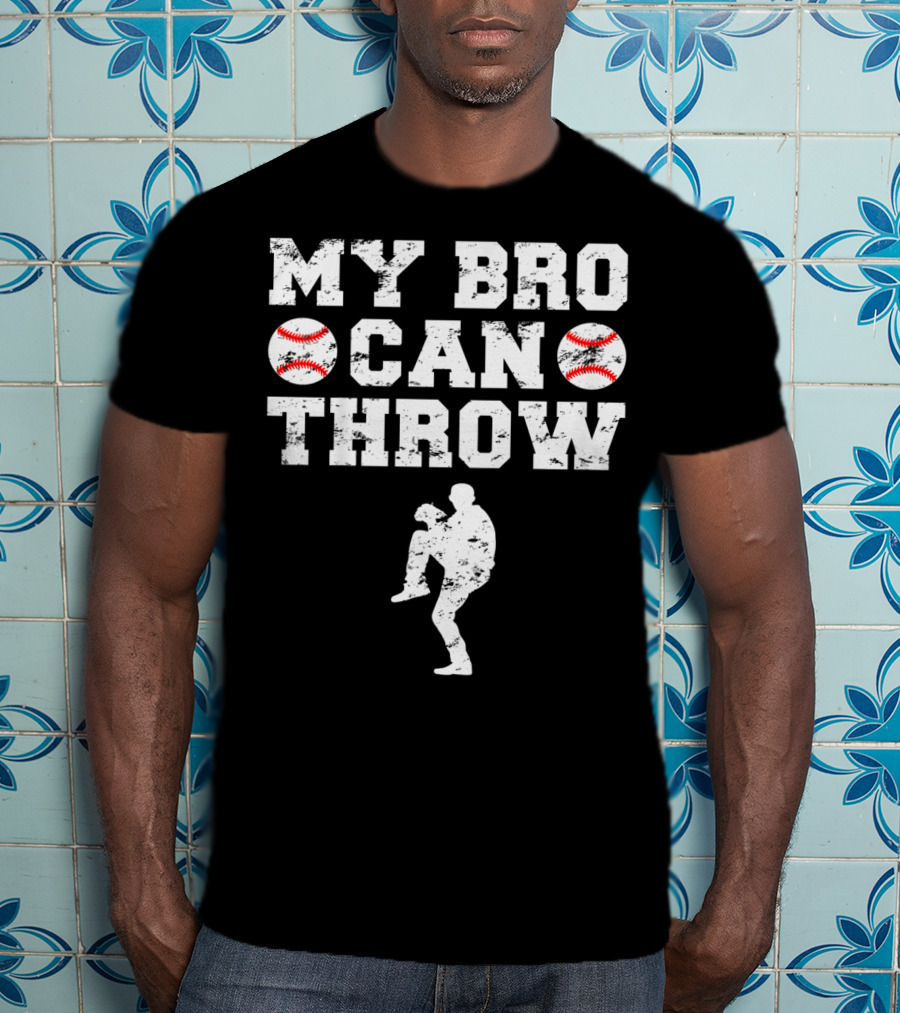 My Bro Can Throw Baseball Cute Funny Cool Brother Sister Kids T-Shirt