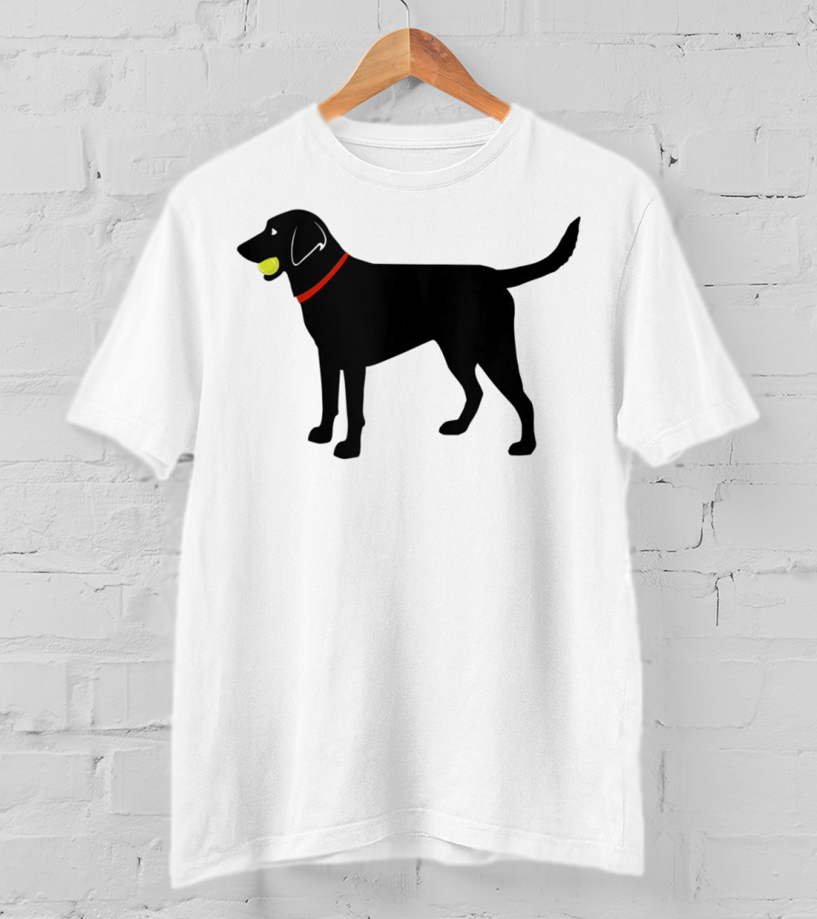 Labrador Retriever Black Lab With Tennis Ball And Red Collar Play Ball T-Shirt