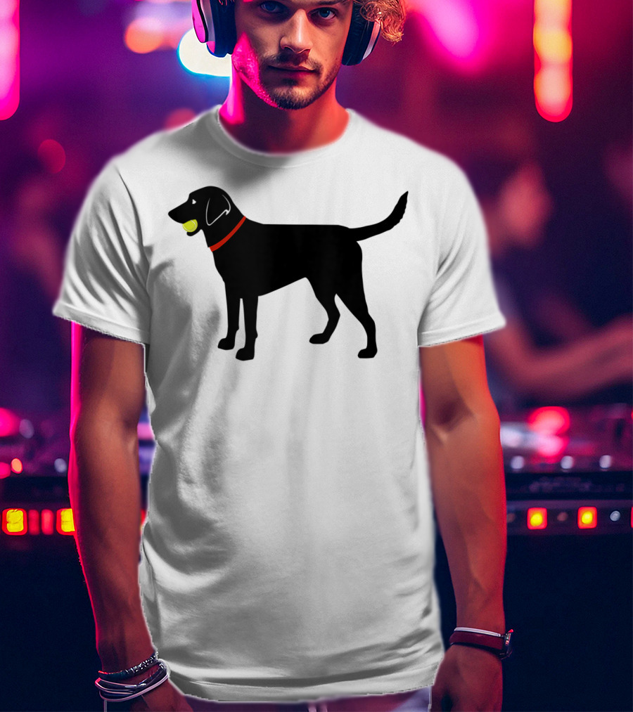 Labrador Retriever Black Lab With Tennis Ball And Red Collar Play Ball T-Shirt