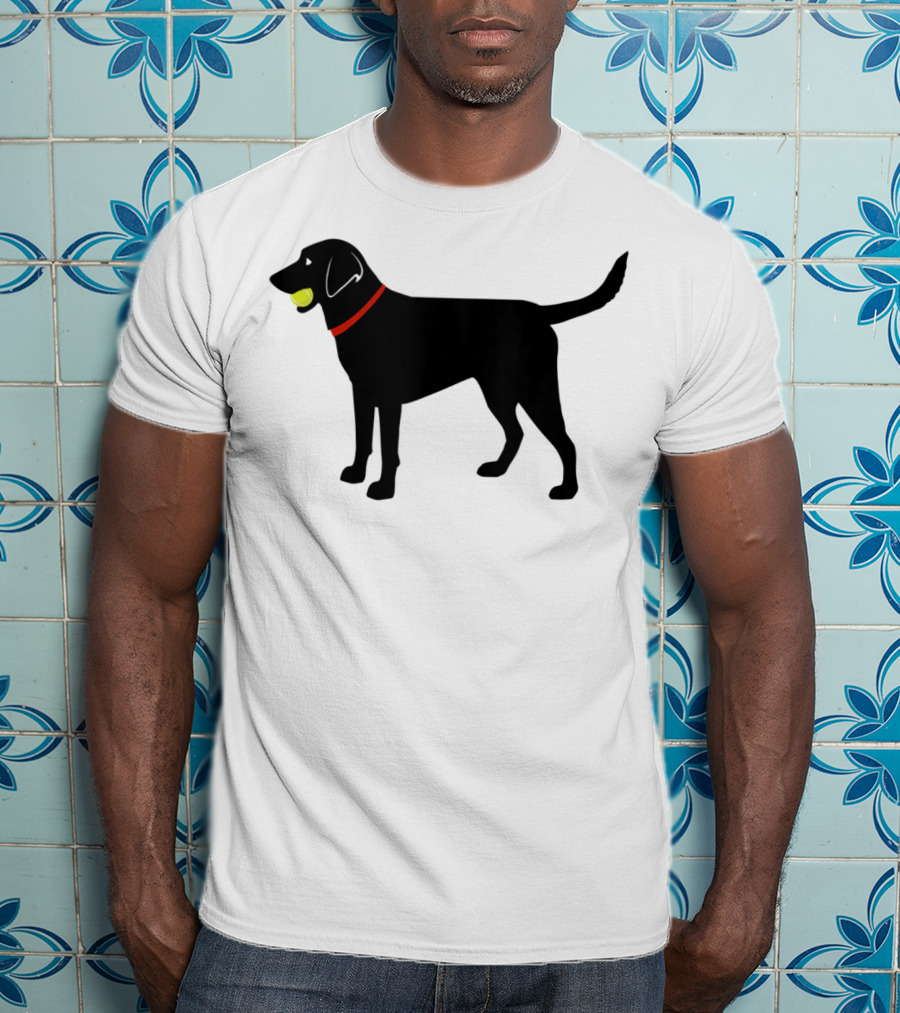 Labrador Retriever Black Lab With Tennis Ball And Red Collar Play Ball T-Shirt