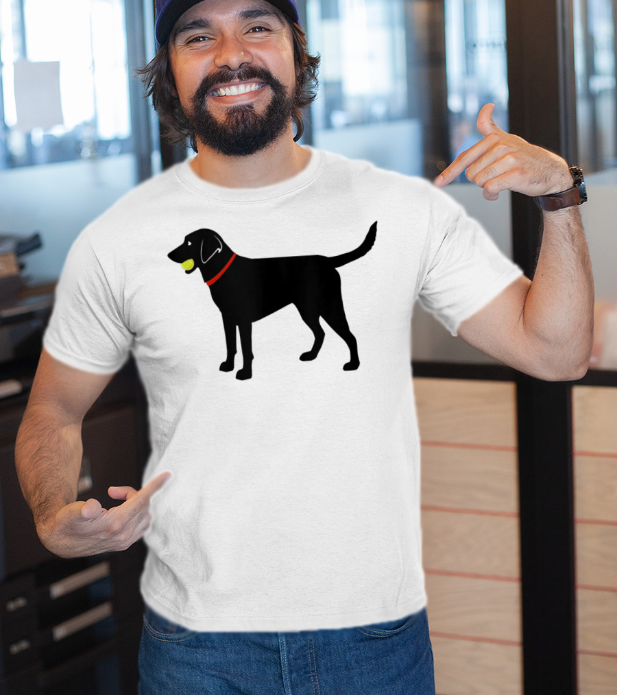 Labrador Retriever Black Lab With Tennis Ball And Red Collar Play Ball T-Shirt