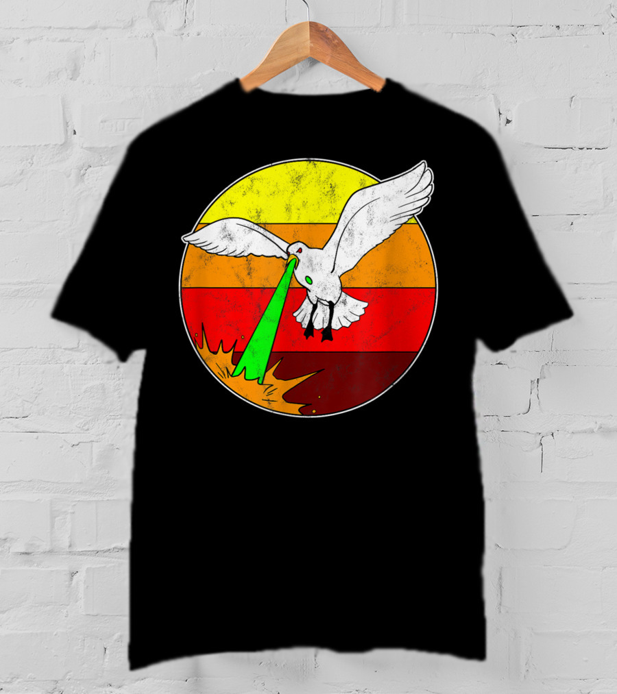 Laser Seagull Retro Sunset Funny Bird T-Shirt