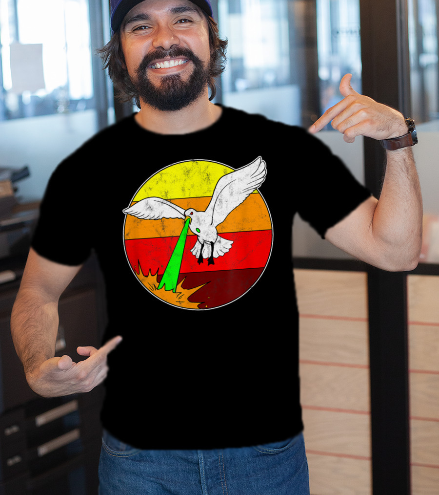 Laser Seagull Retro Sunset Funny Bird T-Shirt