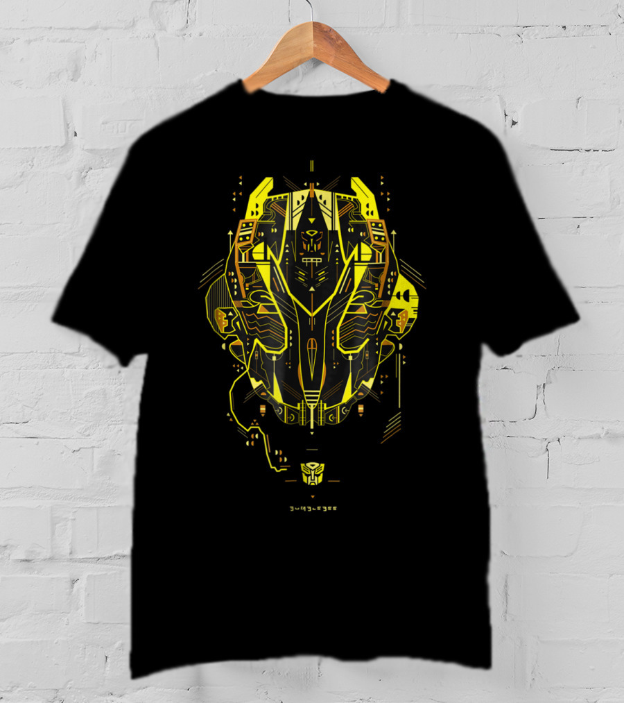 Machine Bumbleman Geometric Cybernetic Yellow T-Shirt