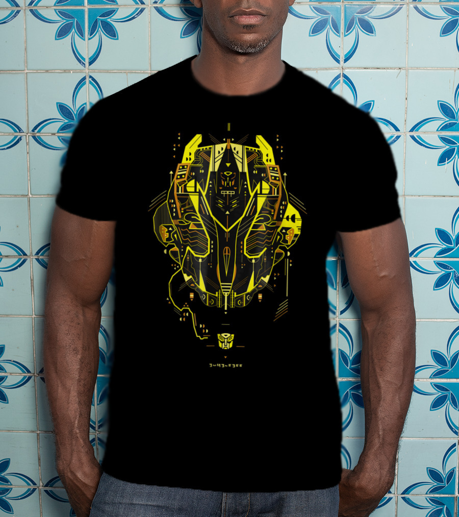 Machine Bumbleman Geometric Cybernetic Yellow T-Shirt