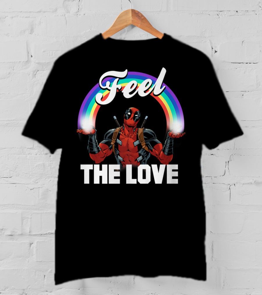 Marvel Deadpool Feel The Love Rainbow T-Shirt