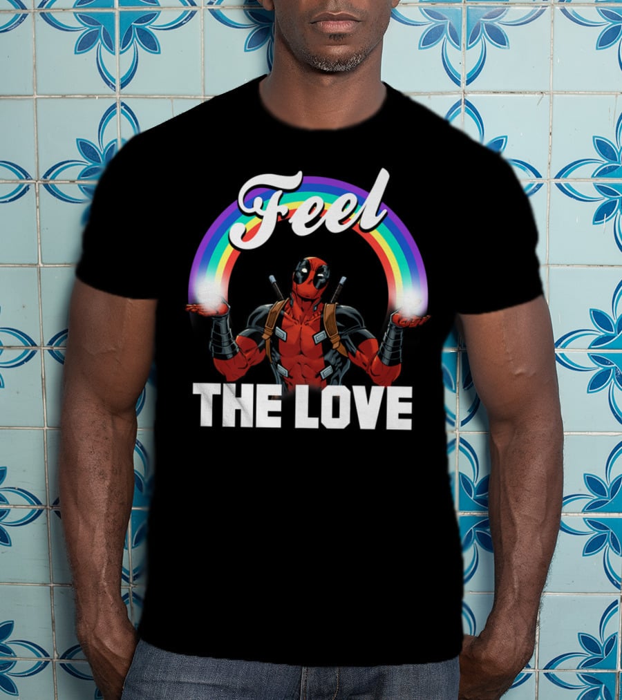 Marvel Deadpool Feel The Love Rainbow T-Shirt