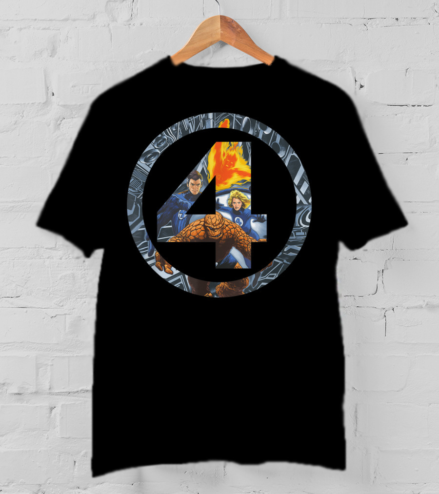 Marvel Fantastic Four Super Heroes Iconic 4 Emblem T-Shirt