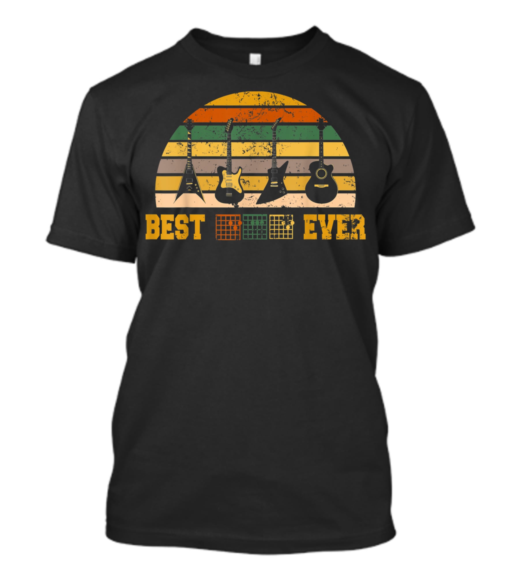 Mens Best Guitar Dad Ever Music Electric Acoustic Vintage T-Shirt