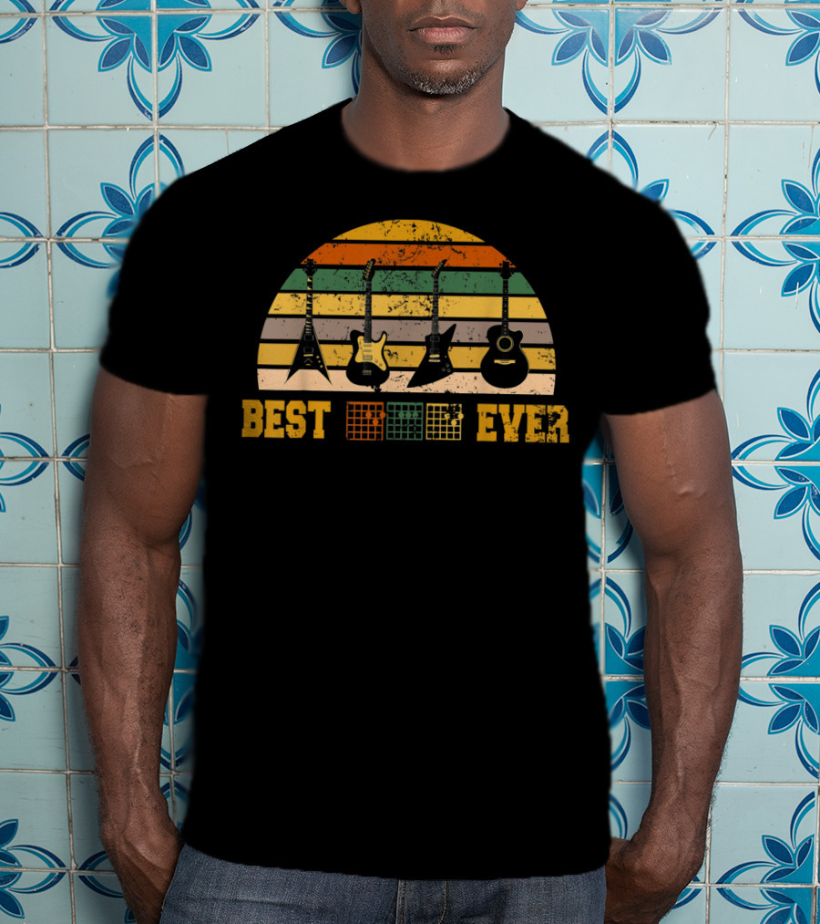 Mens Best Guitar Dad Ever Music Electric Acoustic Vintage T-Shirt
