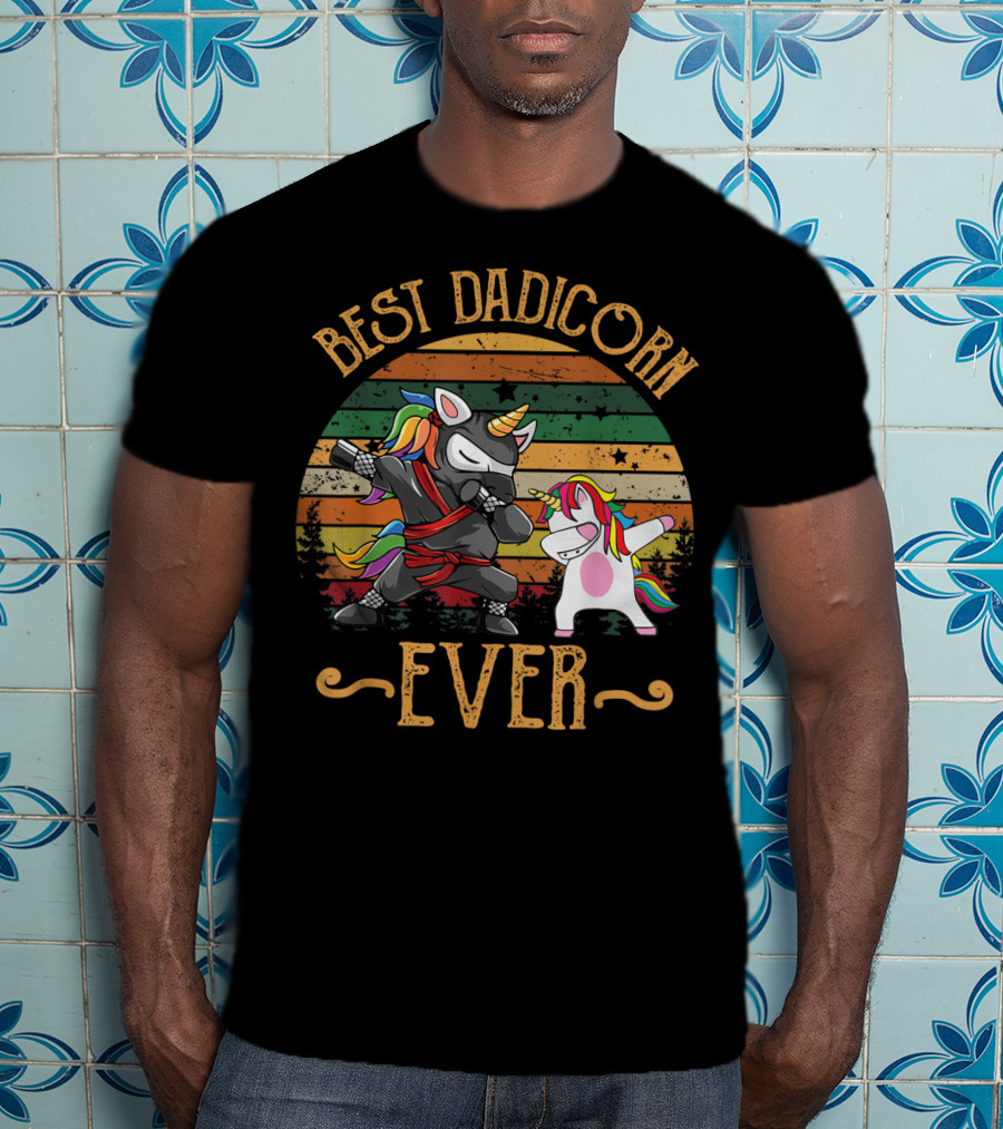 Best Dadicorn Ever Unicorn Dad Baby Fathers T-Shirt