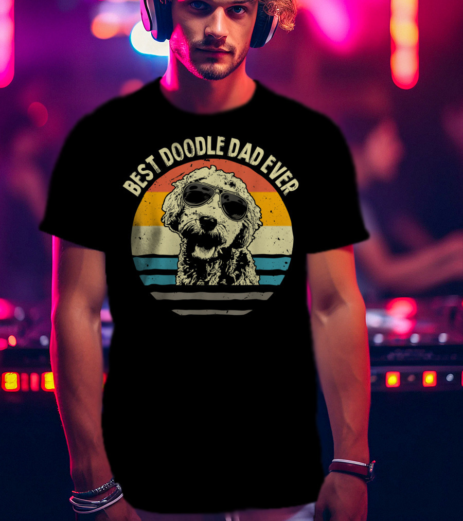 Best Doodle Dad Ever Goldendoodle Retro Sunglasses T-Shirt
