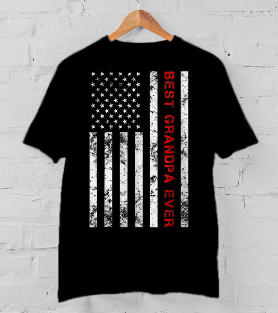 Best Grandpa Ever Grandpa American Flag T-Shirt