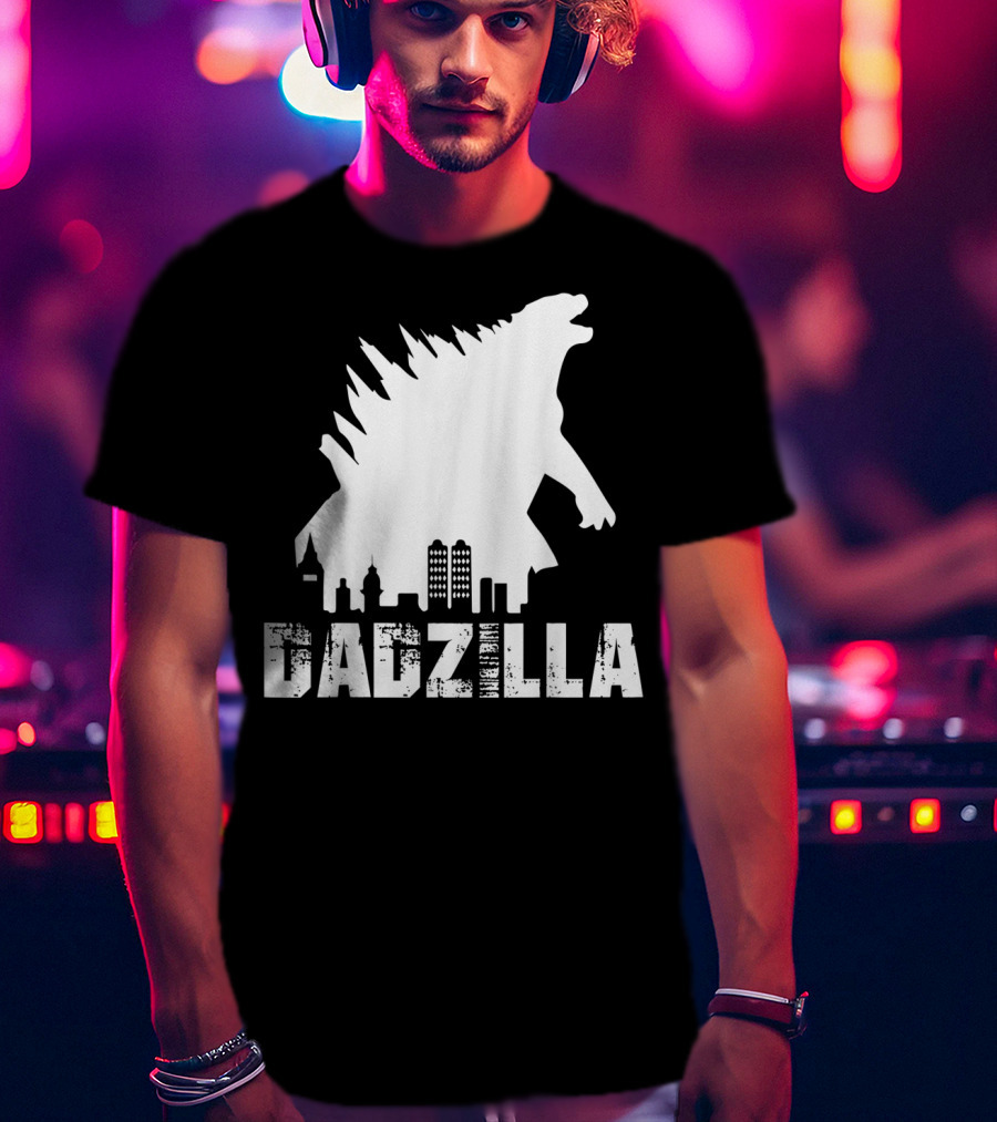 Kidzilla And Dadzilla Funny Matching Fathers City Skyline Monster T-Shirt