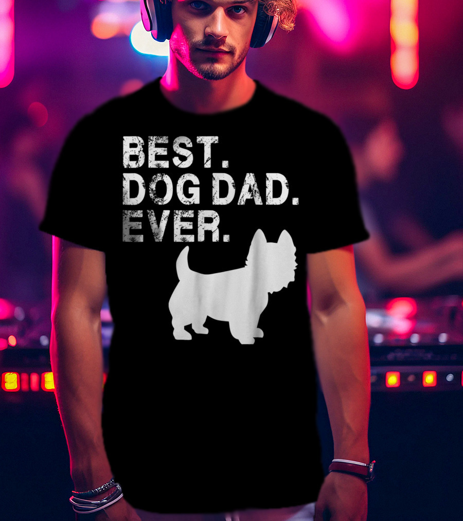 Mens Grunge Best Dog Dad Ever Westie T-Shirt