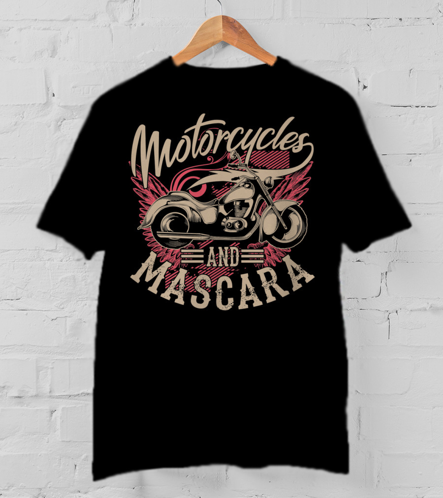 Motorcycles And Mascara Cute Makeup Motorbike Wings T-Shirt