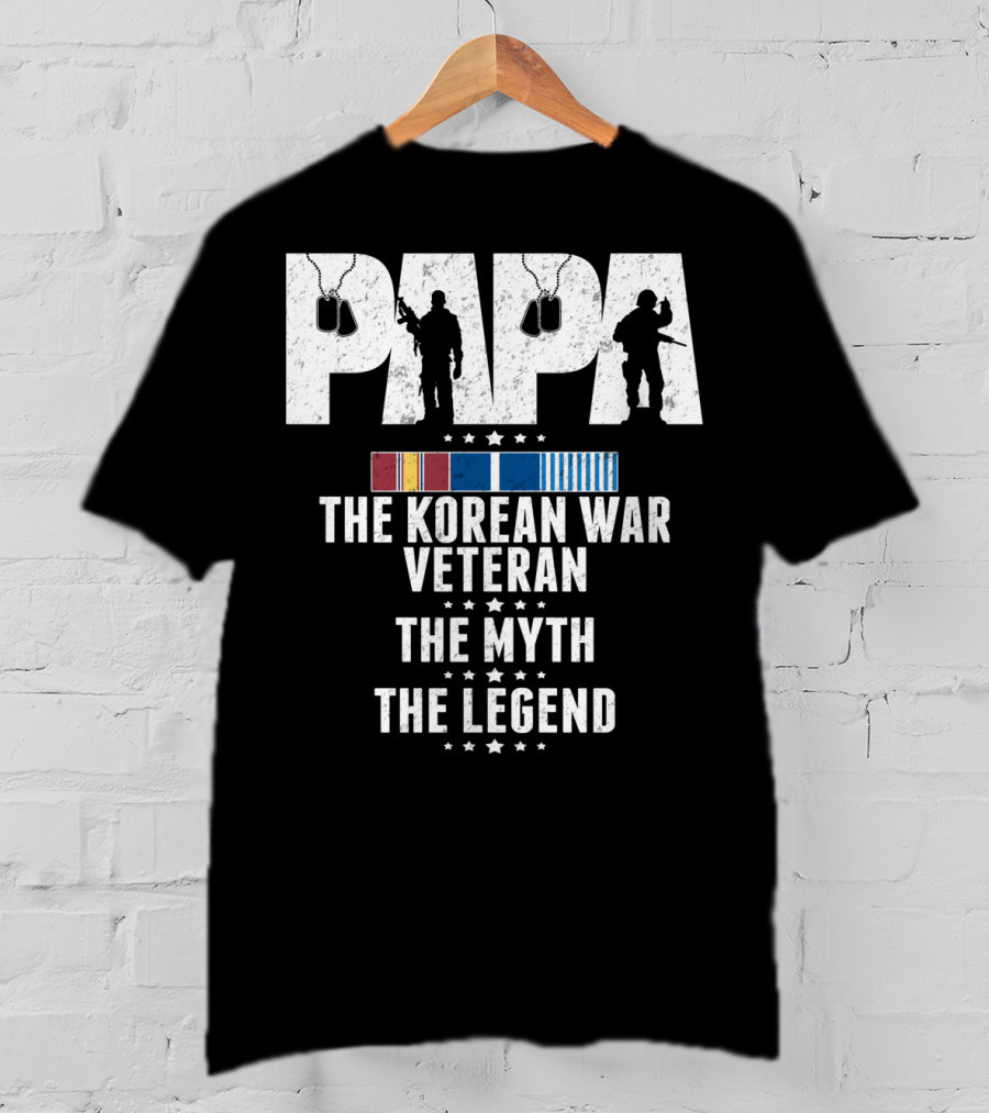 Papa Korean War Veteran Myth Legend With Medals T-Shirt