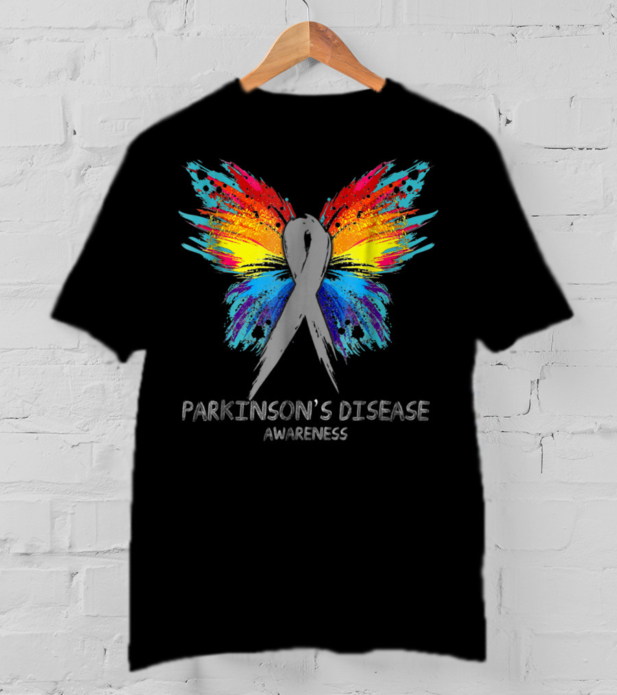 PARKINSON'S DISEASE Awareness Butterfly Rainbow T-Shirt