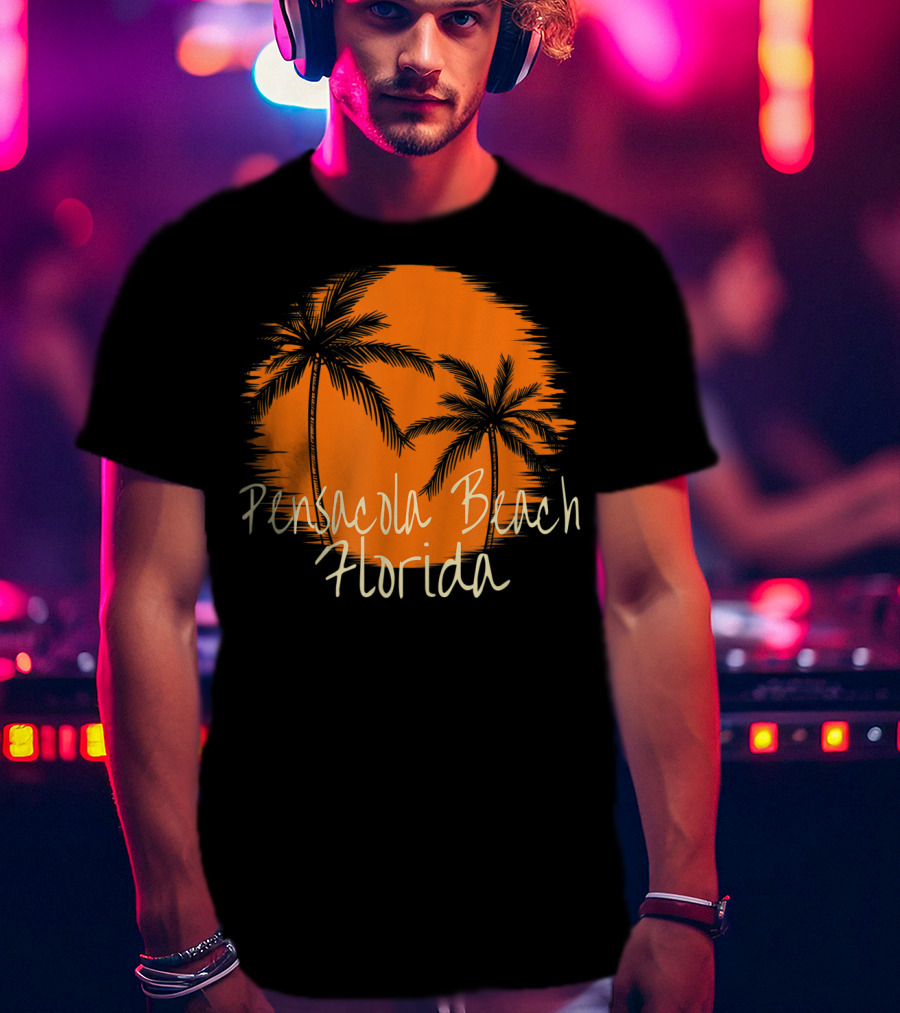 Pensacola Beach Florida Vacation Souvenir Sun Palm Trees T-Shirt