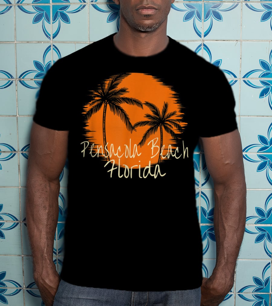 Pensacola Beach Florida Vacation Souvenir Sun Palm Trees T-Shirt