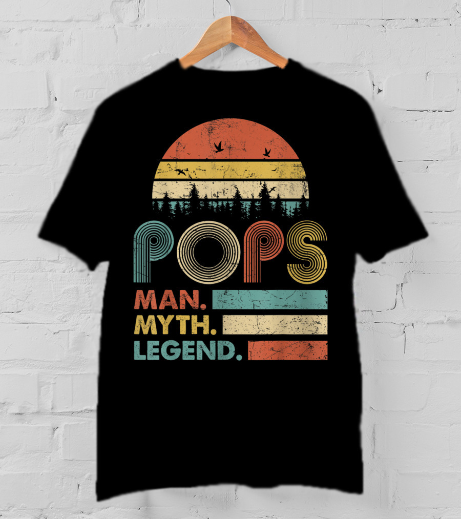 Pops The Man The Myth The Legend Retro Sunset T-Shirt