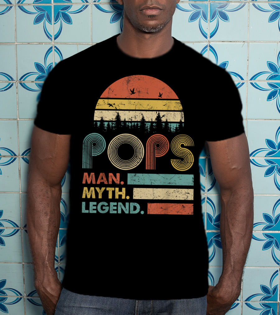 Pops The Man The Myth The Legend Retro Sunset T-Shirt