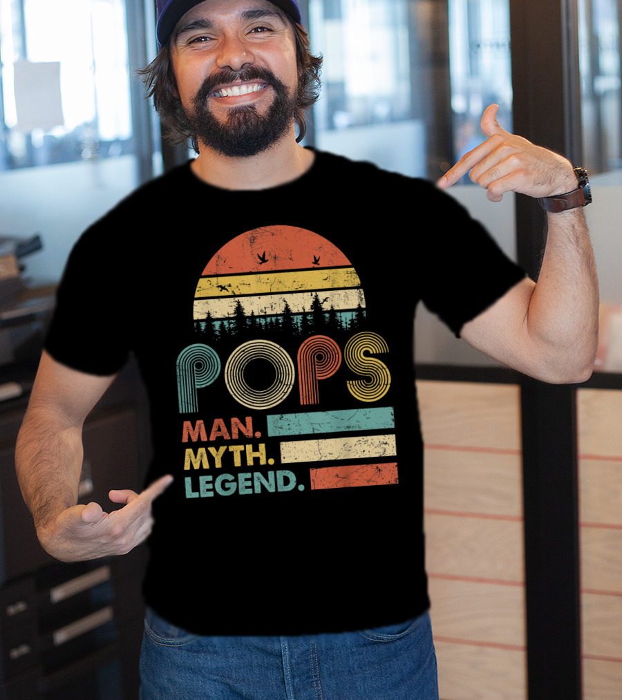 Pops The Man The Myth The Legend Retro Sunset T-Shirt