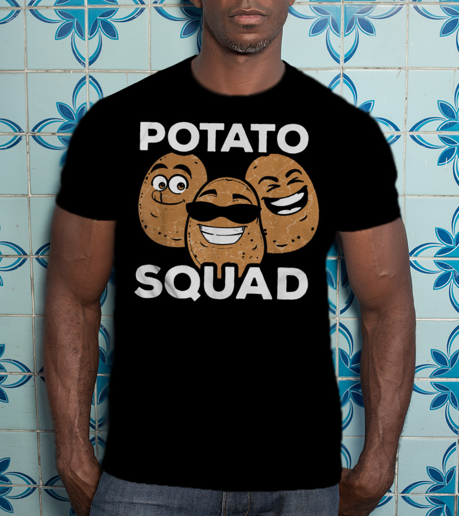 Potato Squad Cute Funny Potato Lover Smiling Cartoon Faces T-Shirt