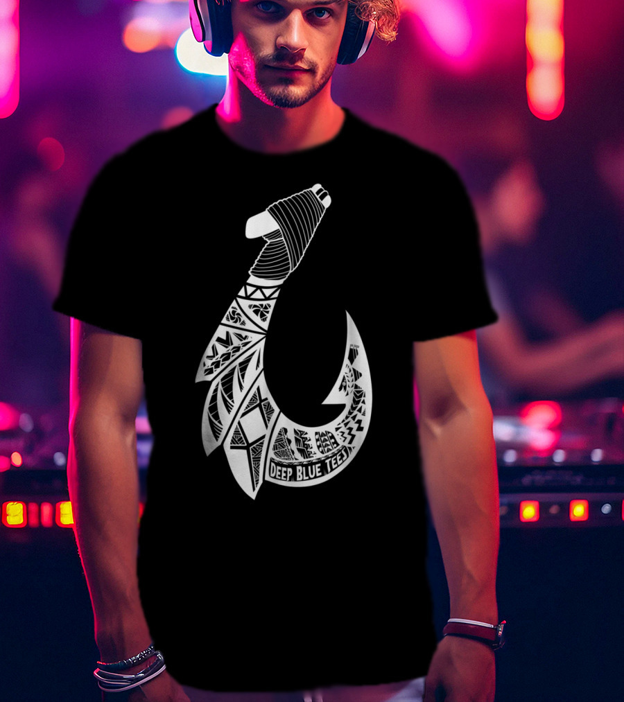 Tribal Hawaiian Hook By Deep Blue T-Shirt
