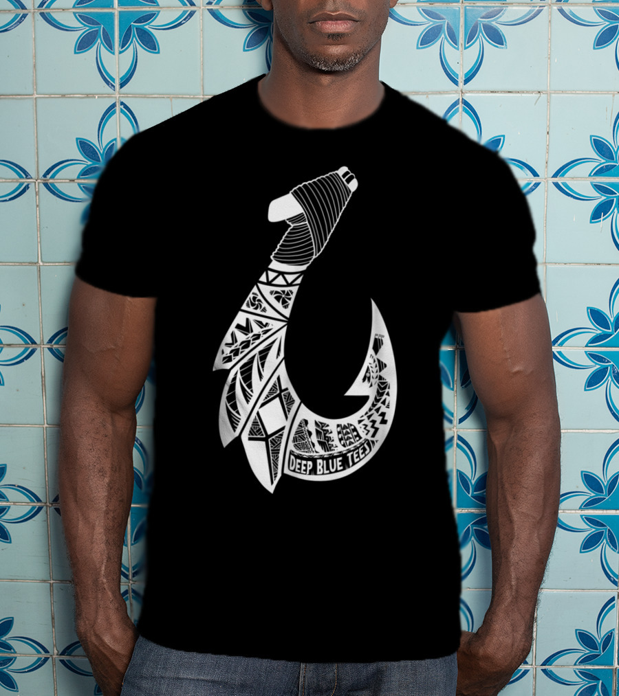 Tribal Hawaiian Hook By Deep Blue T-Shirt