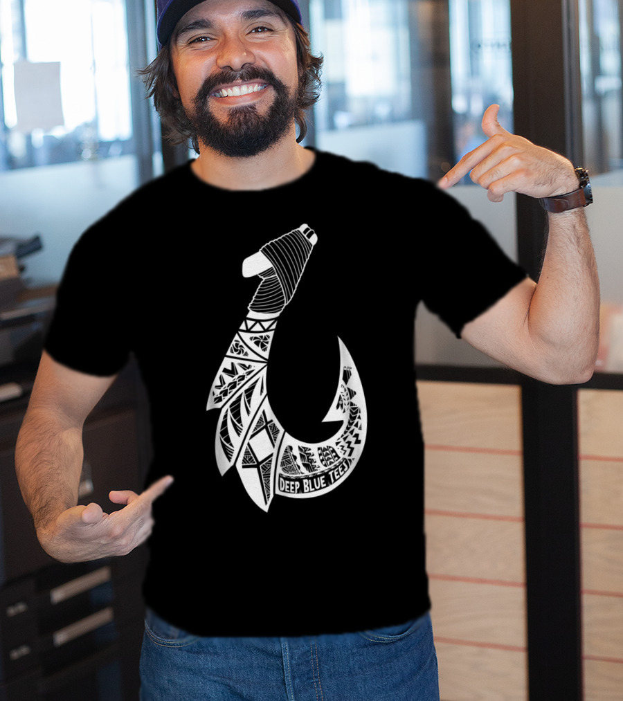 Tribal Hawaiian Hook By Deep Blue T-Shirt