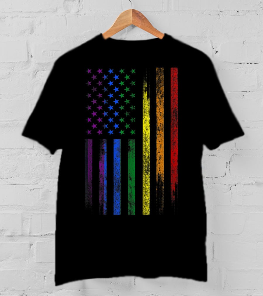 USA Rainbow Flag Gay Pride Symbol T-Shirt