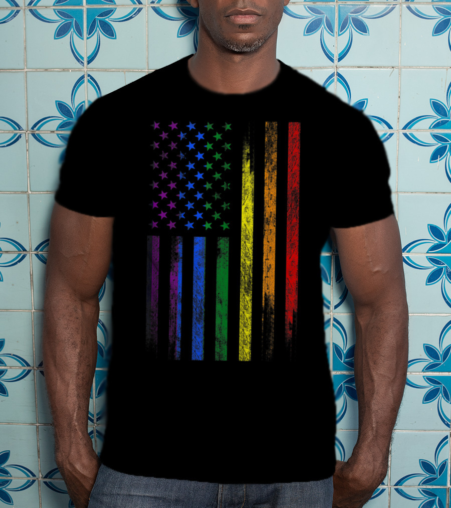 USA Rainbow Flag Gay Pride Symbol T-Shirt