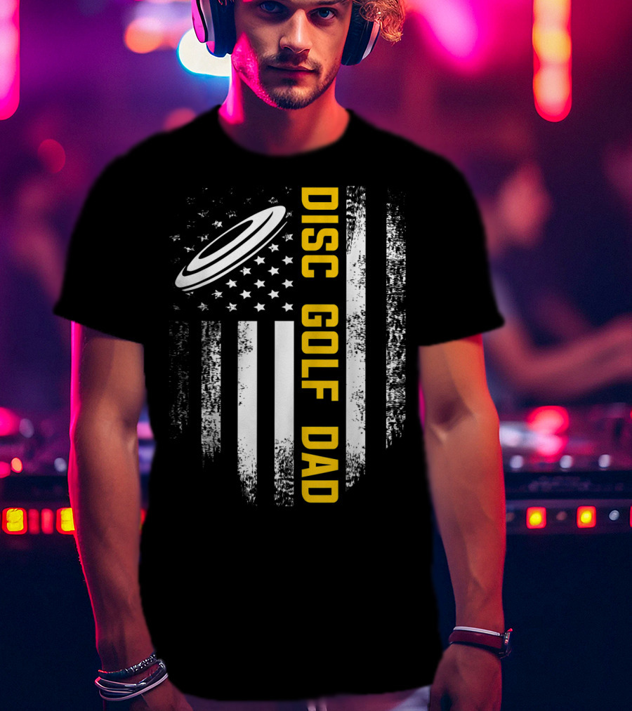 Disc Golf Dad American Flag Vintage Father's Day T-Shirt