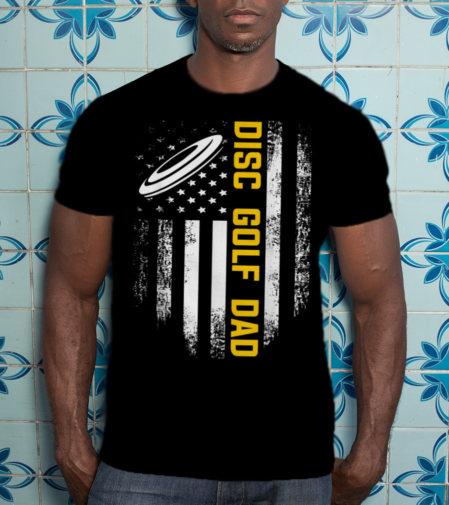 Disc Golf Dad American Flag Vintage Father's Day T-Shirt