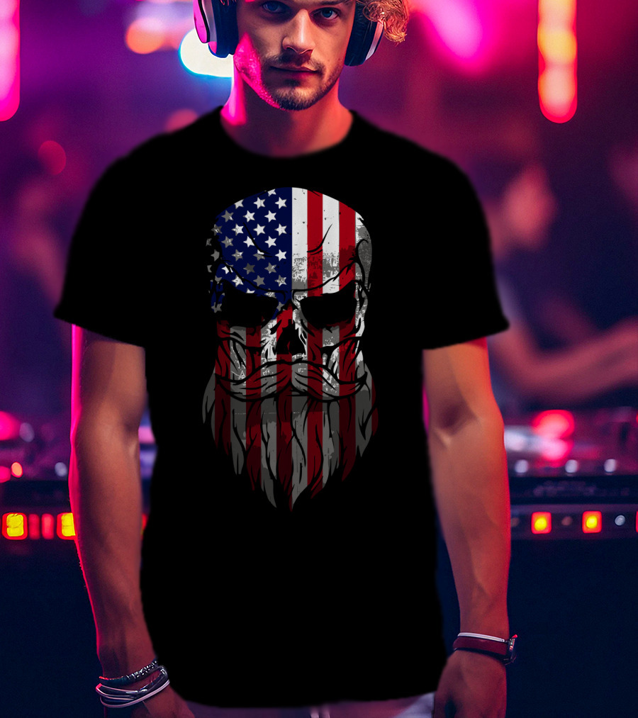 American Beard Skull T-Shirt