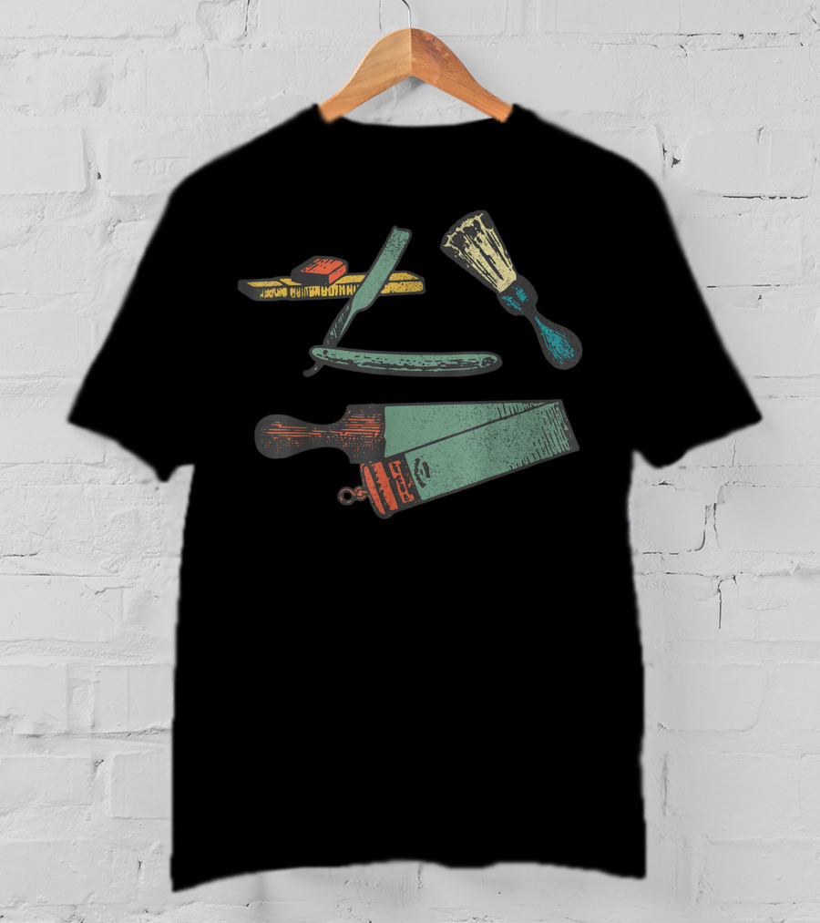 Barbershop Tools Vintage Shaving Straight Razor Brush T-Shirt