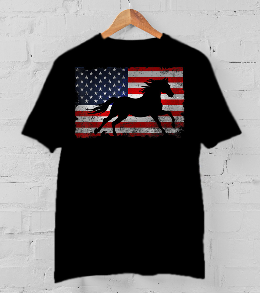 Horse American Flag Patriotic Horse Freedom T-Shirt