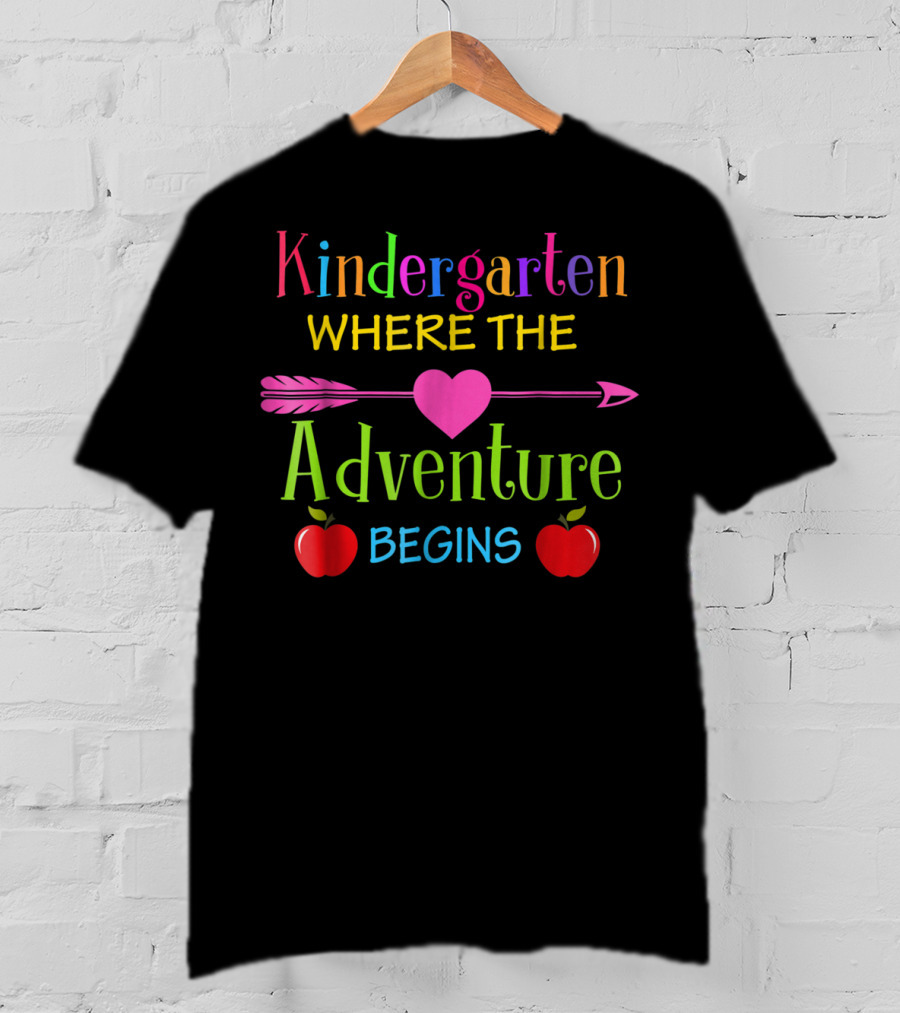 Kindergarten Where The Adventure Begins Arrow Heart Apples T-Shirt