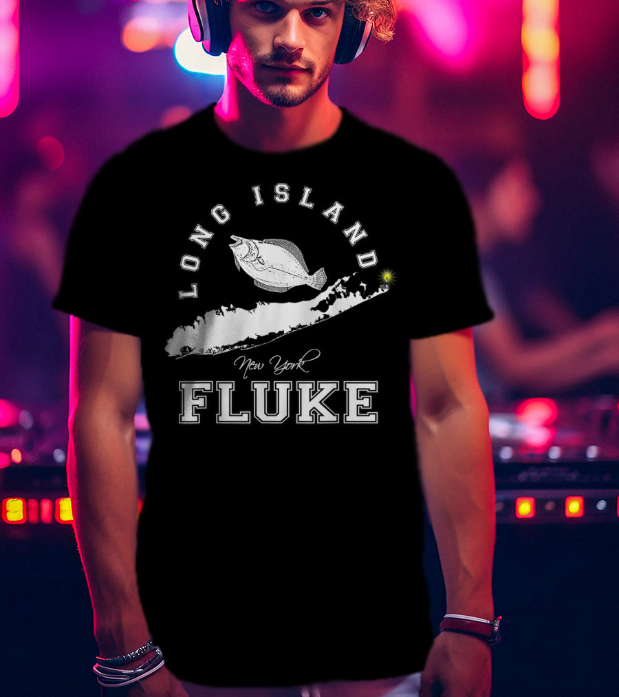 Long Island New York Fluke Fishing Map T-Shirt