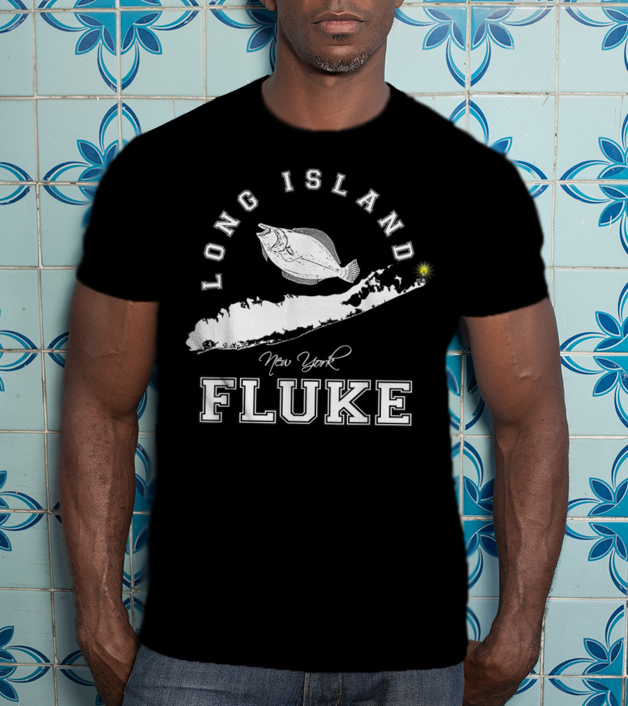 Long Island New York Fluke Fishing Map T-Shirt