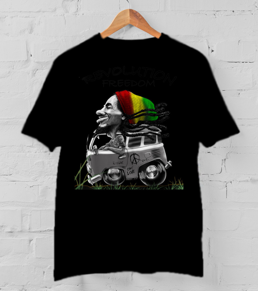Revolution Freedom Rasta Reggae One Love Marley Peace Bus Bob Lover T-Shirt