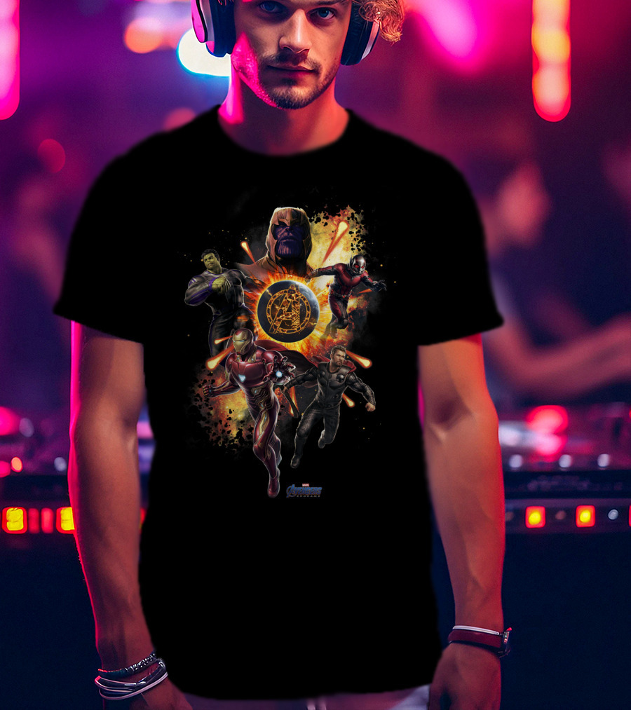 Marvel Avengers Endgame Thanos Iron Man Hulk Captain America Ant-Man Planet Explosion T-Shirt