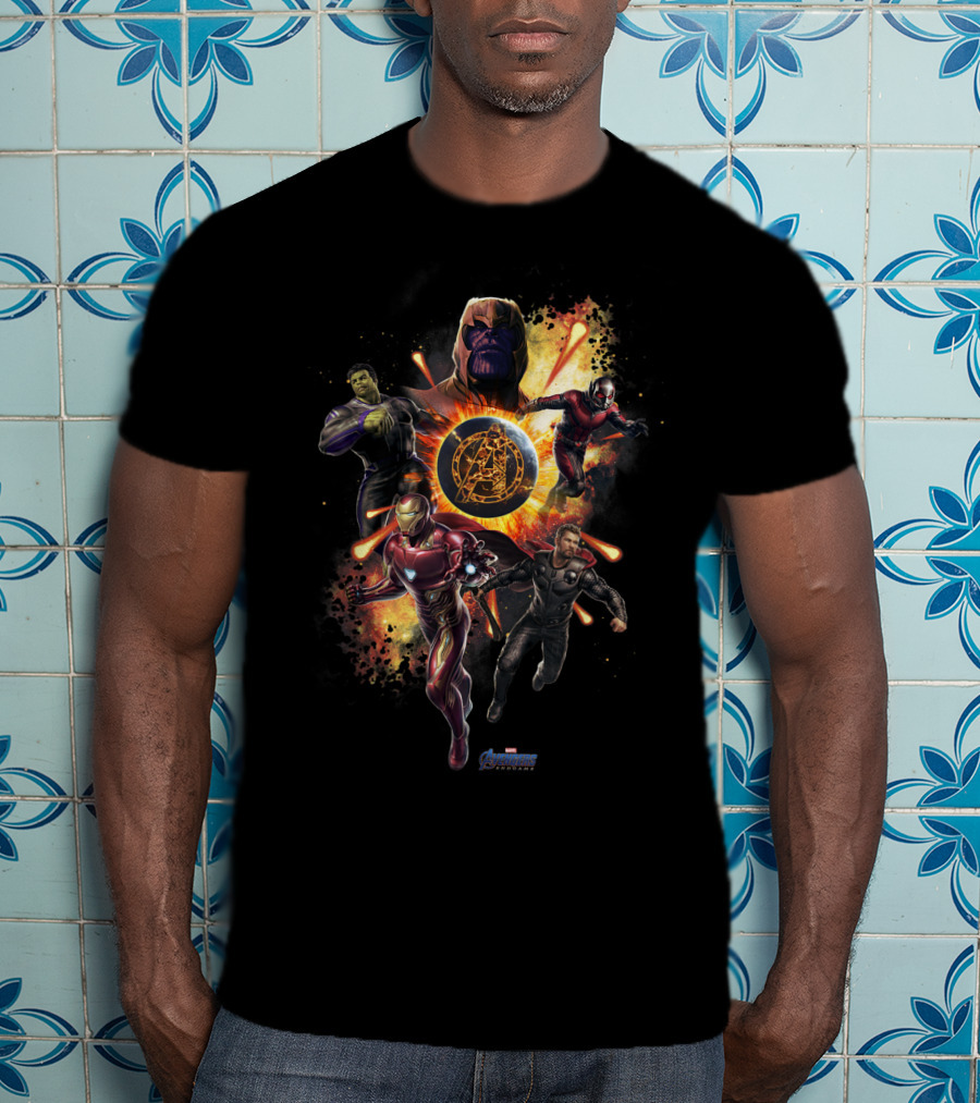 Marvel Avengers Endgame Thanos Iron Man Hulk Captain America Ant-Man Planet Explosion T-Shirt